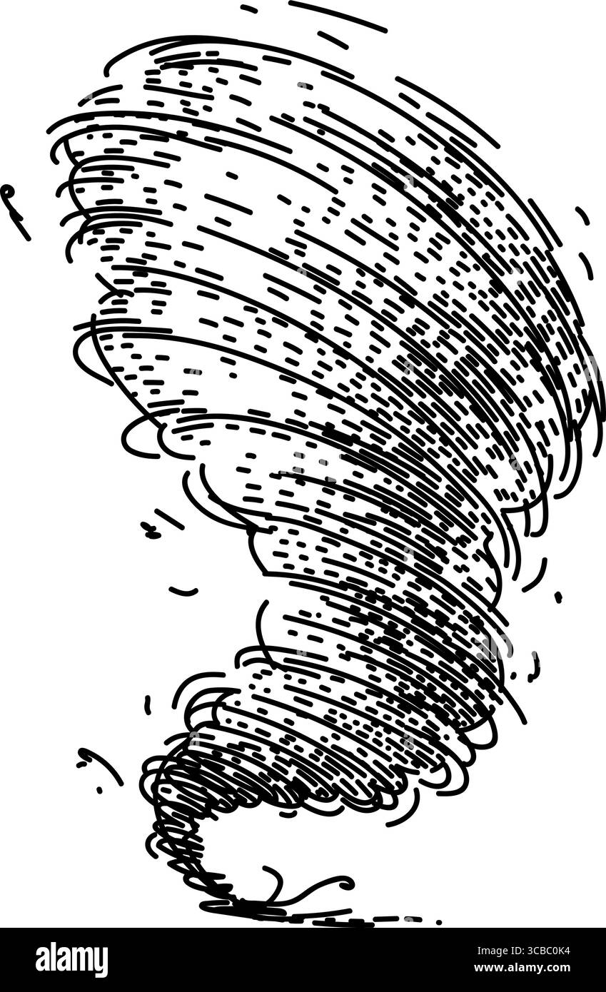 vecteur dessiné à la main par esquisse de tornade en entonnoir Illustration de Vecteur