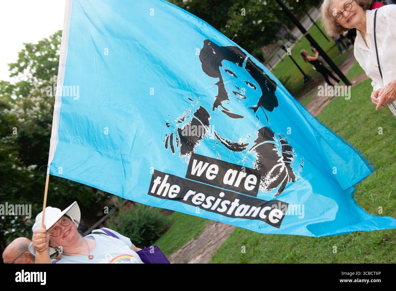 Signalisation en rage contre le rassemblement du régime Banque D'Images