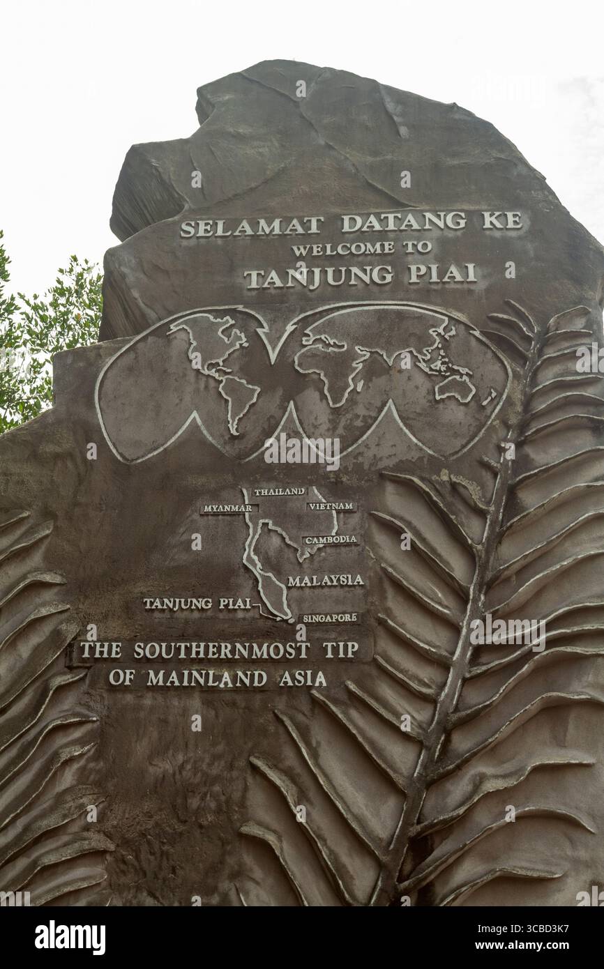 Monument à la pointe sud de l'Asie continentale à Tanjung Piai, Johore National Parks, Malaisie Banque D'Images
