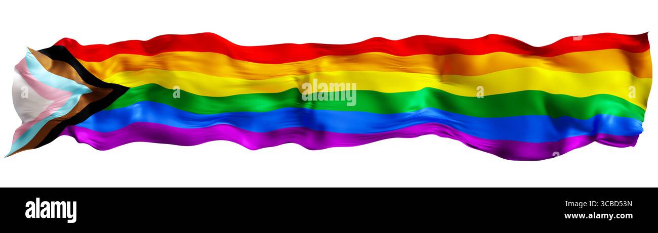 Drapeau arc-en-ciel coloré, représentant l'inclusivité et la fierté. Ce symbole puissant met en valeur la diversité lors d'un rassemblement communautaire animé axé sur l'unité et Banque D'Images