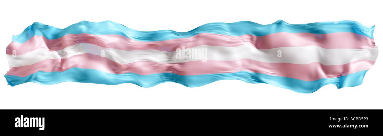 Le drapeau de la fierté transgenre affiche des couleurs fières de bleu clair, rose et blanc, symbolisant le soutien à la communauté transgenre. Il ondule doucement Banque D'Images
