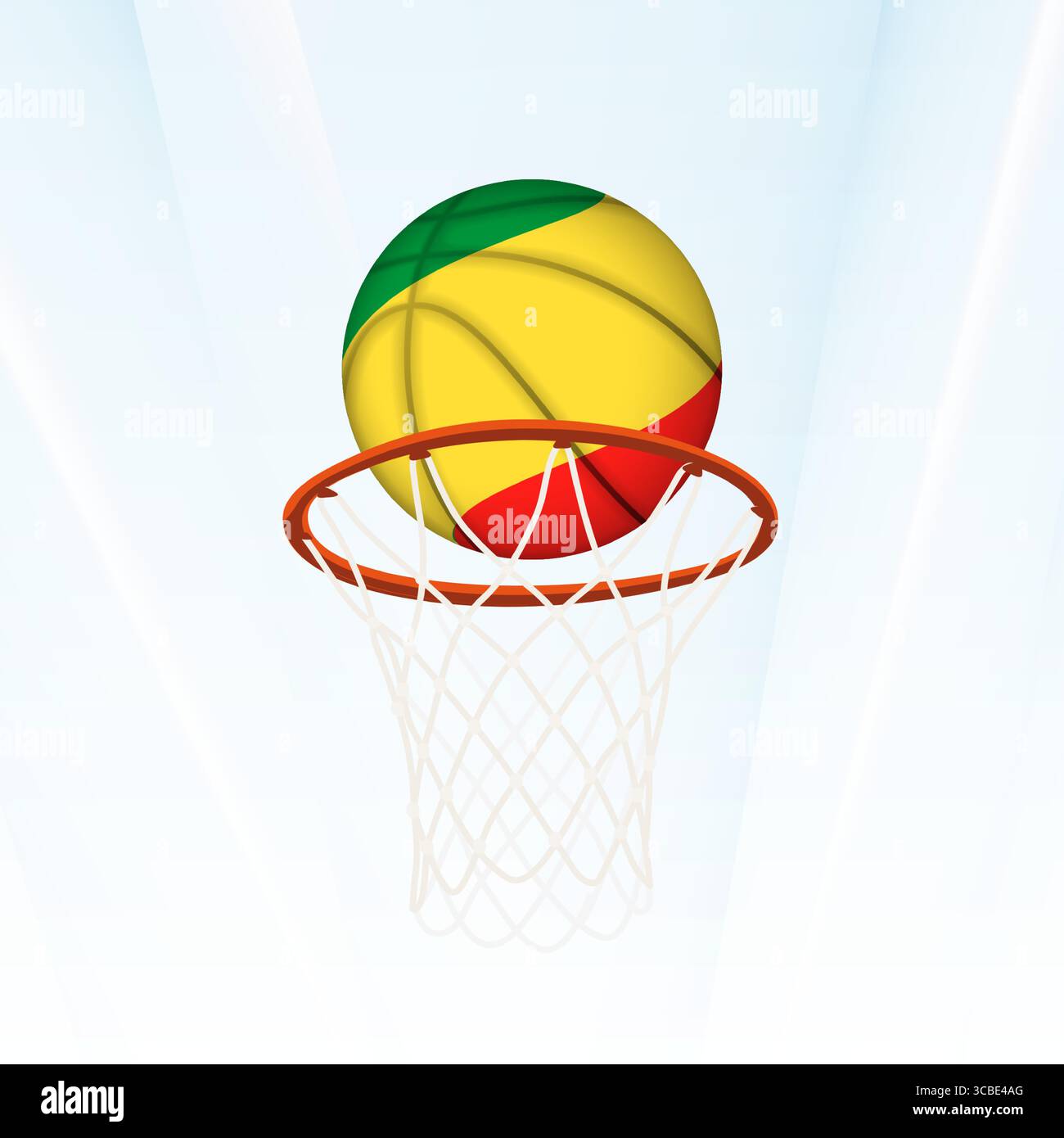 Illustration vectorielle d'un basket-ball stylisé avec le drapeau national du Congo, capturé dans le moment de marquer à travers un cerceau. Parfait pour les tournées sportives Illustration de Vecteur Illustration vectorielle d'un basket-ball stylisé avec le drapeau national du Congo, capturé dans le moment de marquer à travers un cerceau. Parfait pour les tournées sportives Illustration de Vecteur