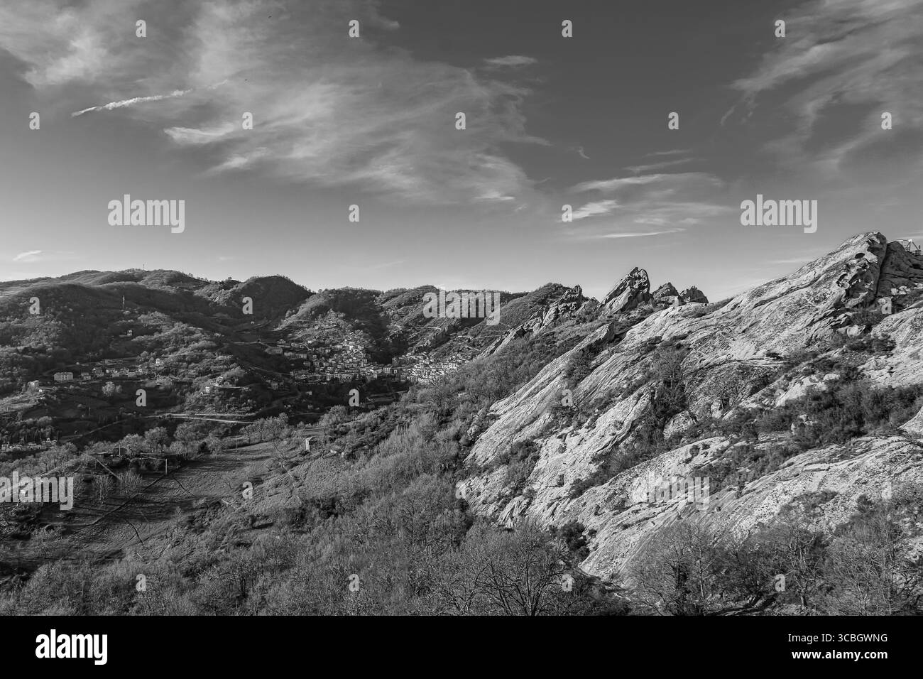 Panorama de montagne de Pietrapertosa Banque D'Images