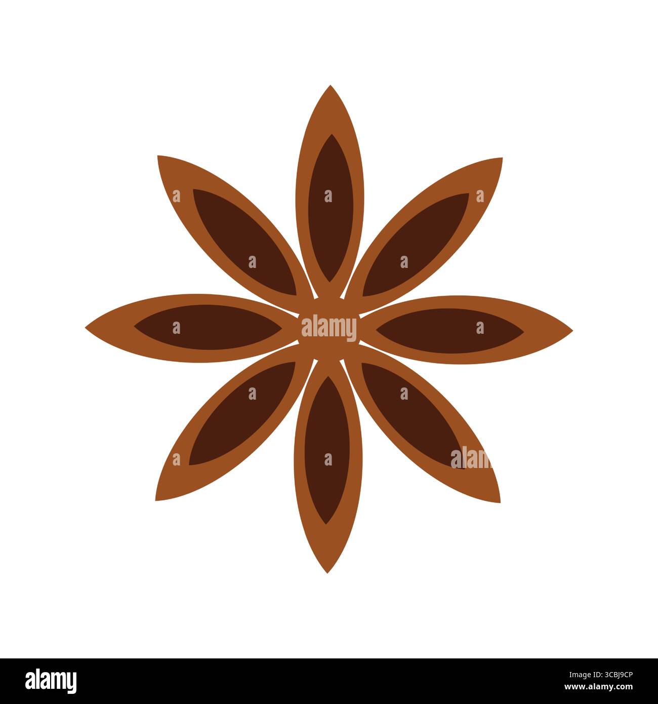 Anis étoilé. Illustration vectorielle plate de couleur mignonne simple isolée sur fond blanc. Épices pour boissons et nourriture. Élément icône pour annonce, logo, arrière-plan. Illustration de Vecteur