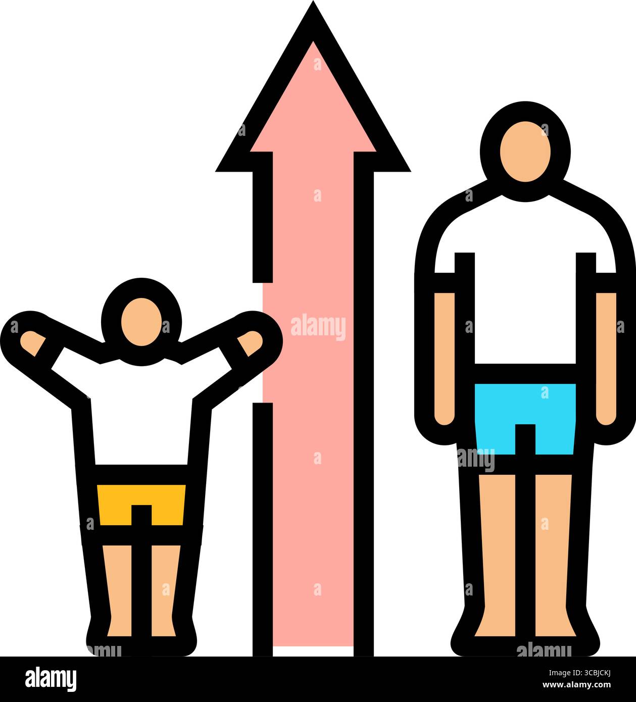 augmentation de la hauteur adolescence puberté illustration vectorielle d'icône de couleur Illustration de Vecteur