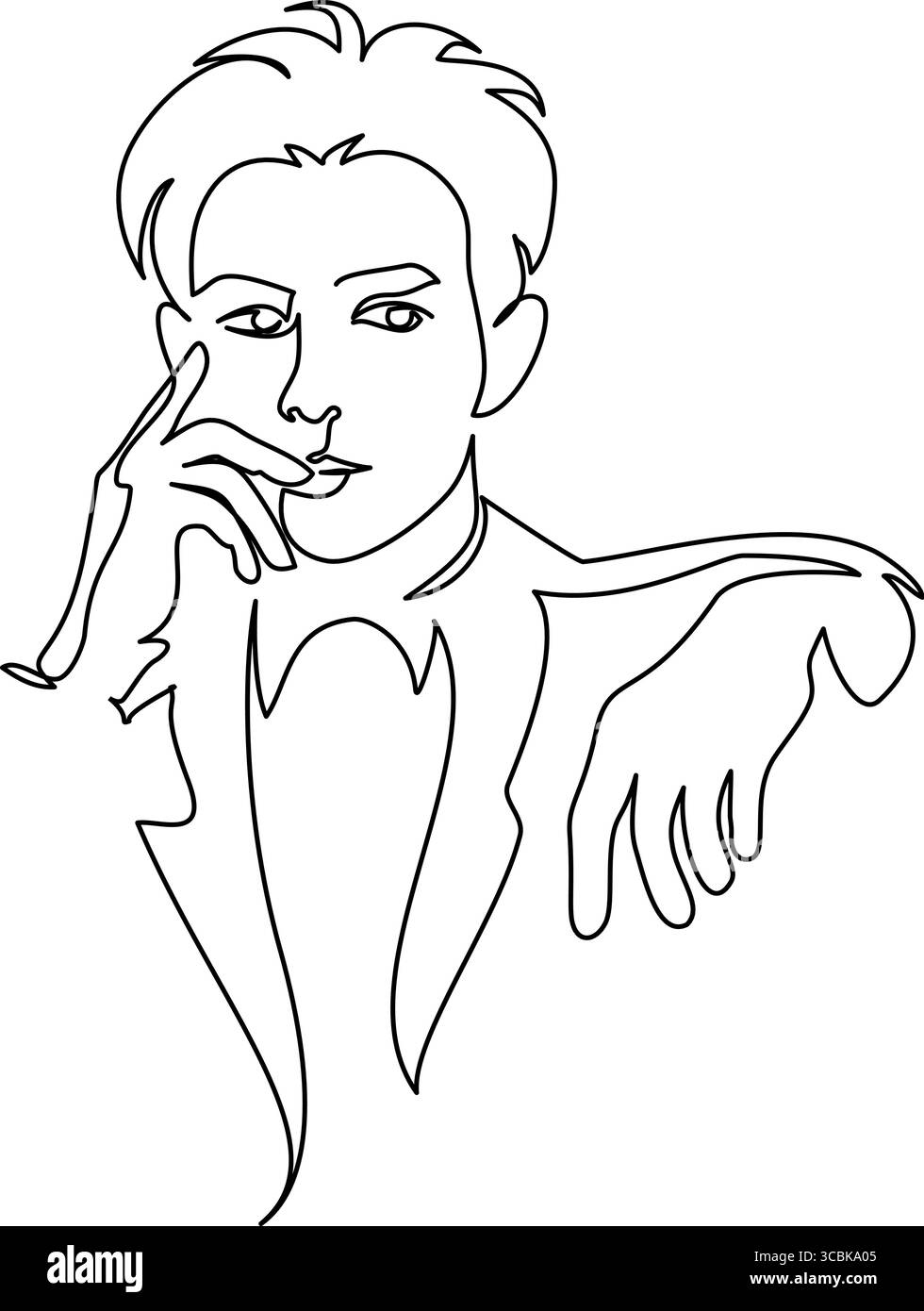 Portrait de jeune homme. Visage abstrait dessiné à la main. Minimal Illustration de Vecteur