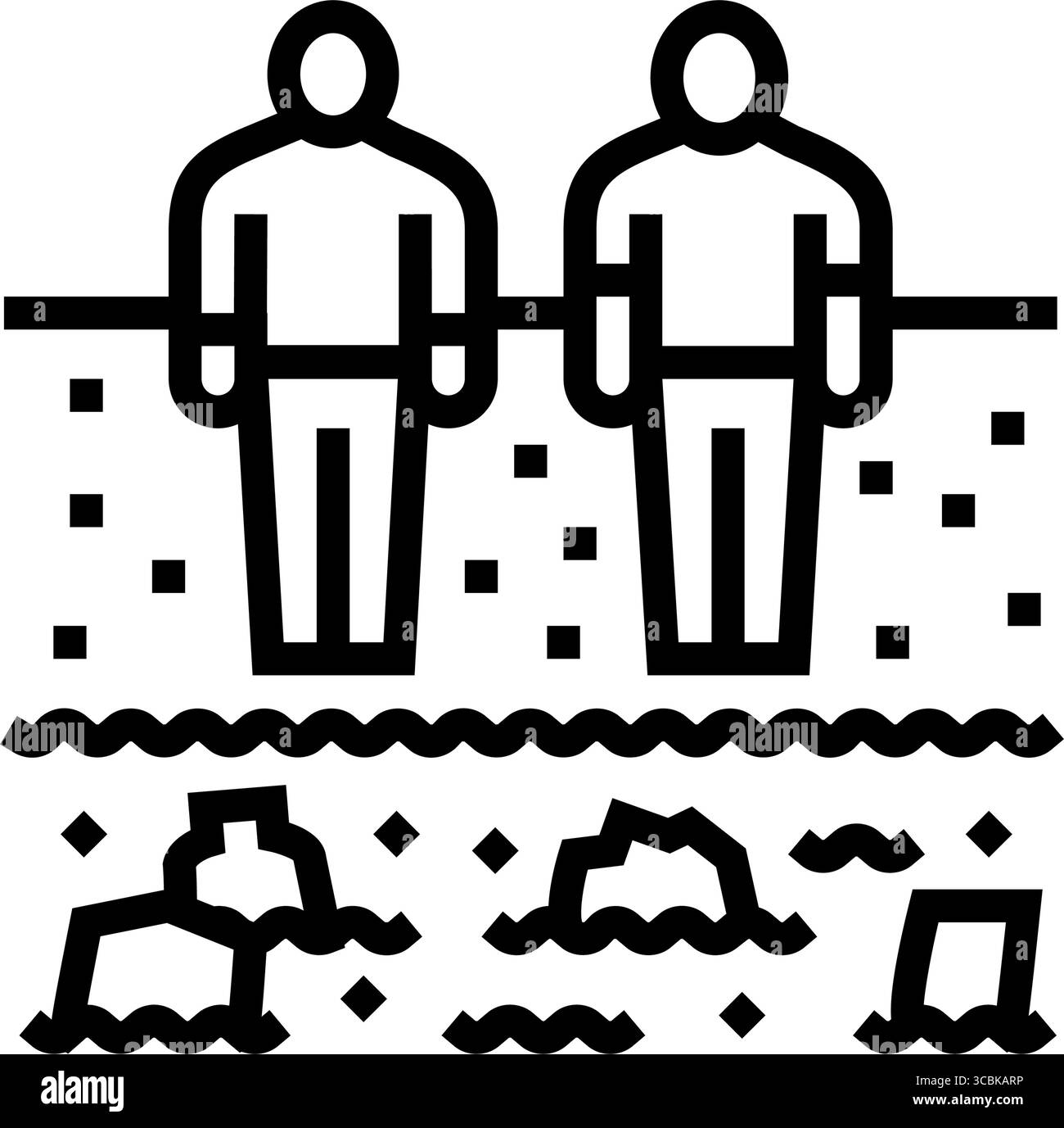 illustration vectorielle d'icône de ligne d'étang contaminée par les enfants Illustration de Vecteur