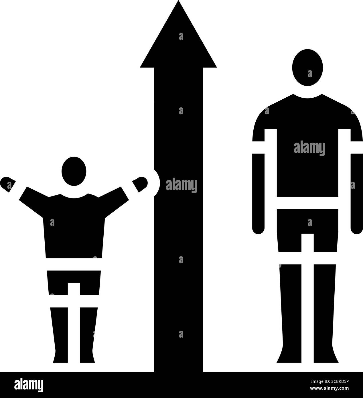 augmentation de la hauteur adolescence puberté illustration vectorielle d'icône de glyphe Illustration de Vecteur