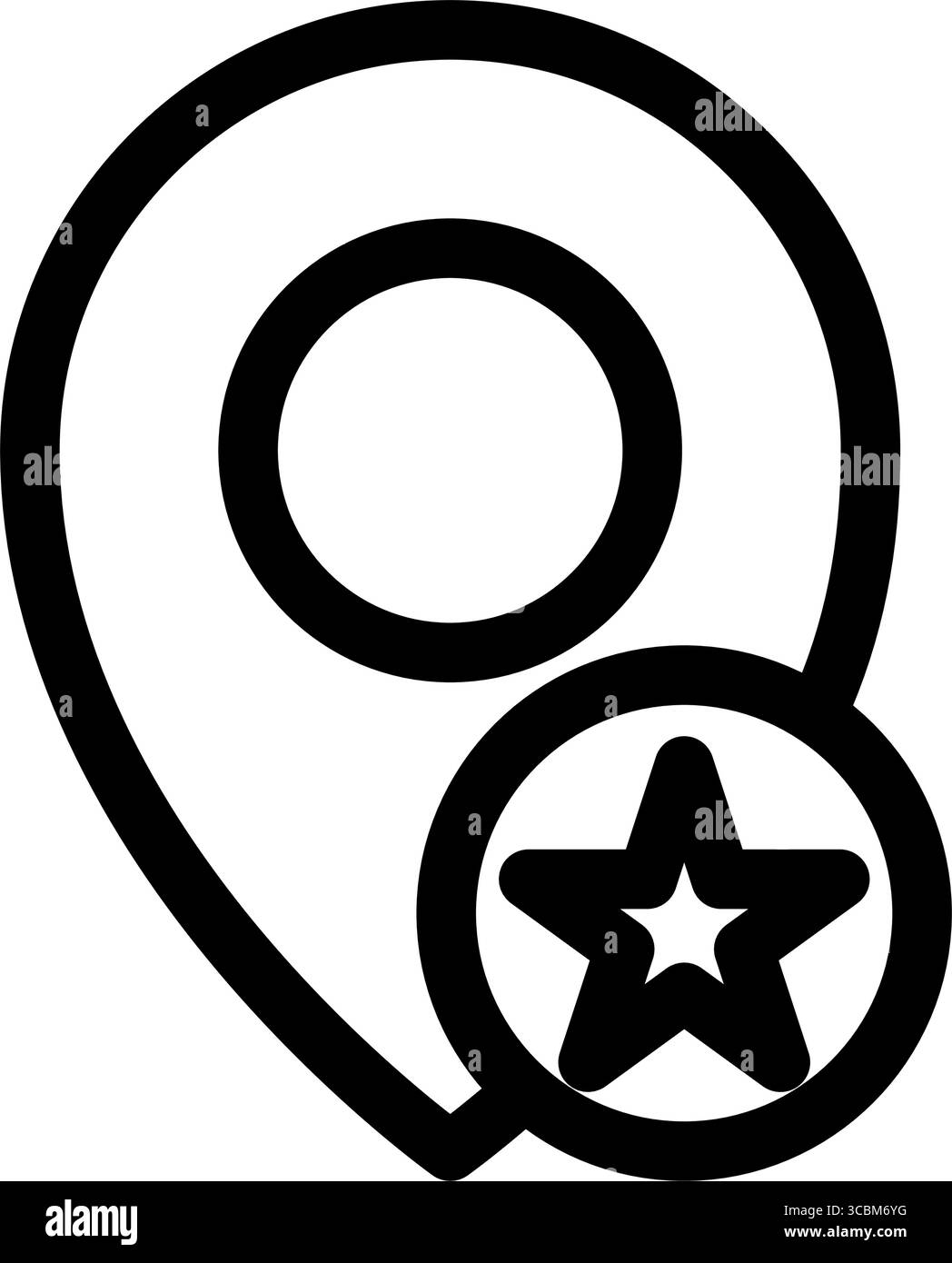 Cette icône comporte un pointeur de carte avec une étoile, indiquant un emplacement favori ou un lieu d'intérêt. Illustration de Vecteur