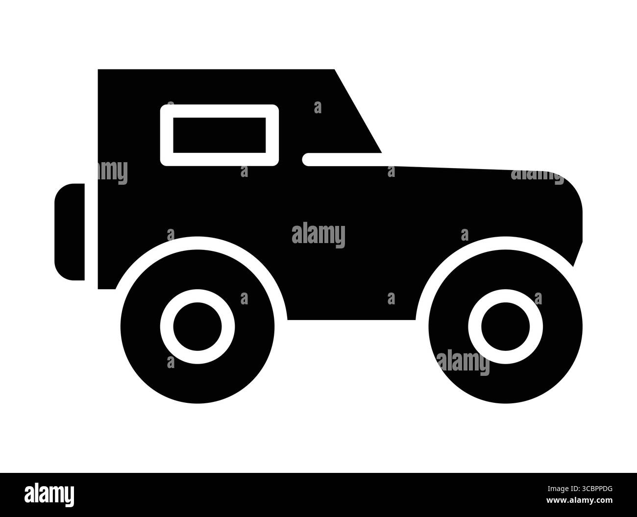 Cette image montre une silhouette noire simple d'un véhicule tout-terrain, idéal pour transmettre des thèmes d'aventure et de voyage en extérieur. Illustration de Vecteur