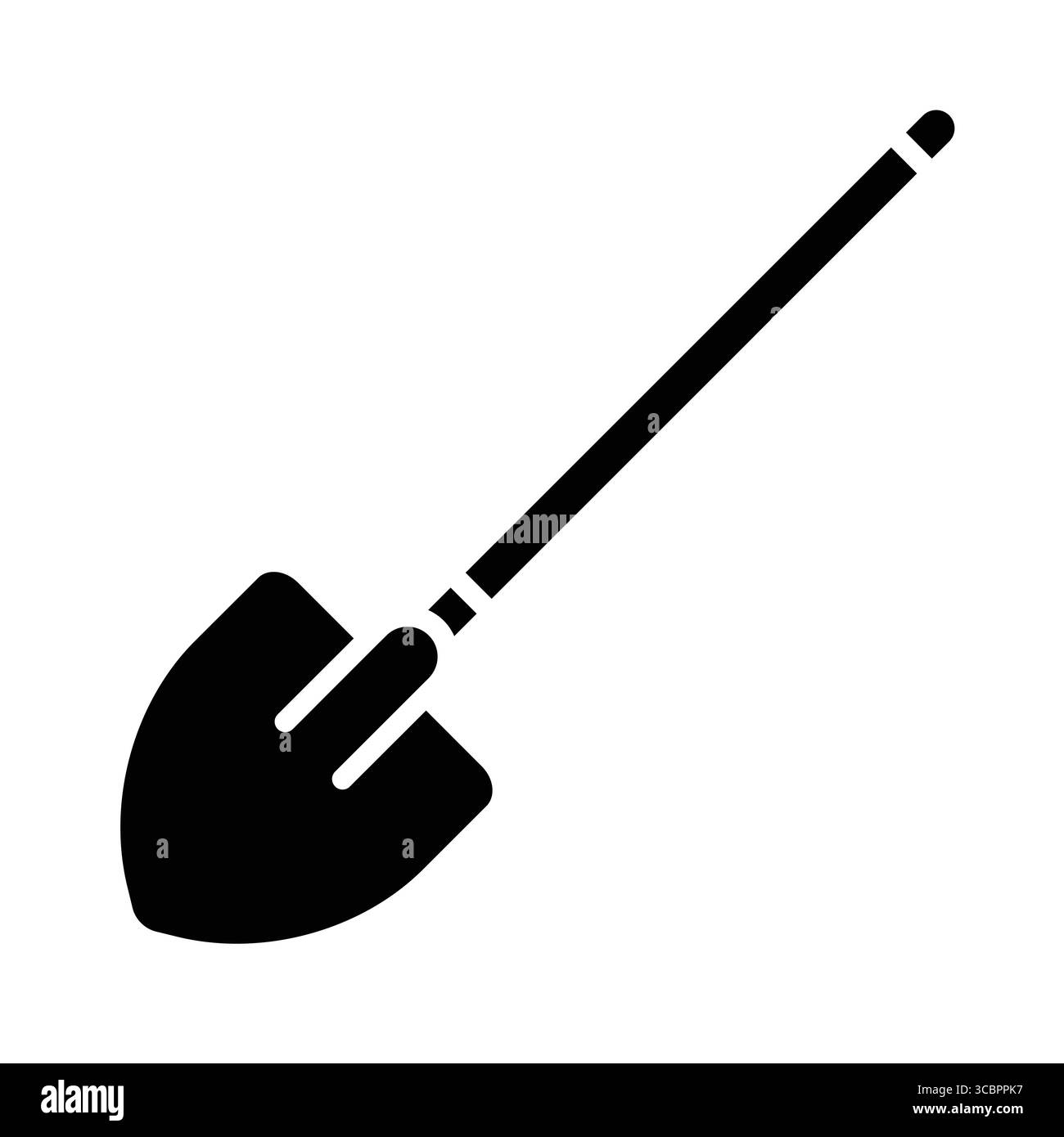 Une illustration en noir et blanc d'une bêche de jardin avec une longue poignée, idéale pour les tâches de jardinage, de plantation et de préparation du sol dans divers extérieurs Illustration de Vecteur