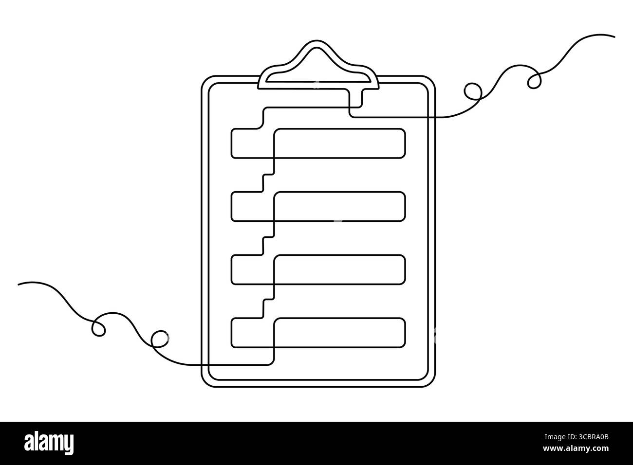 Presse-papiers minimaliste avec Checklist Single Line Art Vector Silhouette Design Illustration de Vecteur
