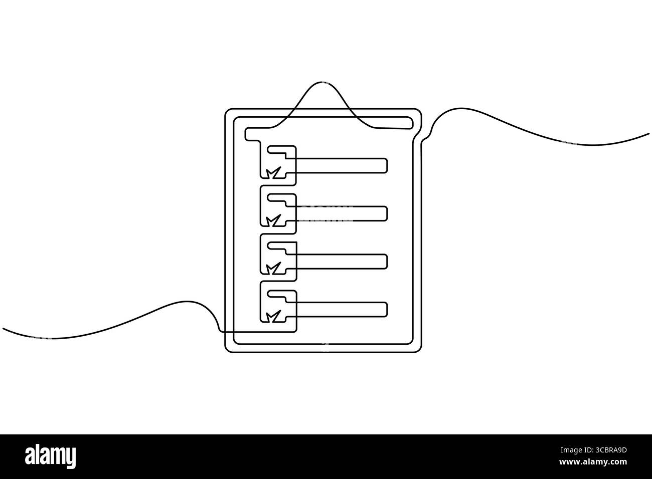 Presse-papiers minimaliste avec Checklist Single Line Art Vector Silhouette Design Illustration de Vecteur