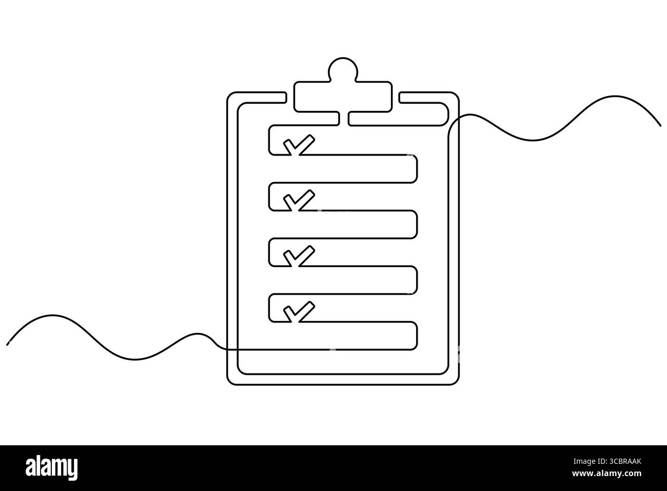 Presse-papiers minimaliste avec Checklist Single Line Art Vector Silhouette Design Illustration de Vecteur