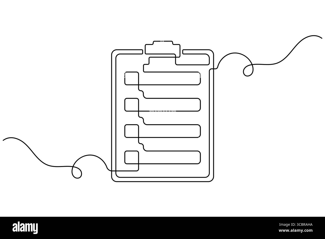 Presse-papiers minimaliste avec Checklist Single Line Art Vector Silhouette Design Illustration de Vecteur