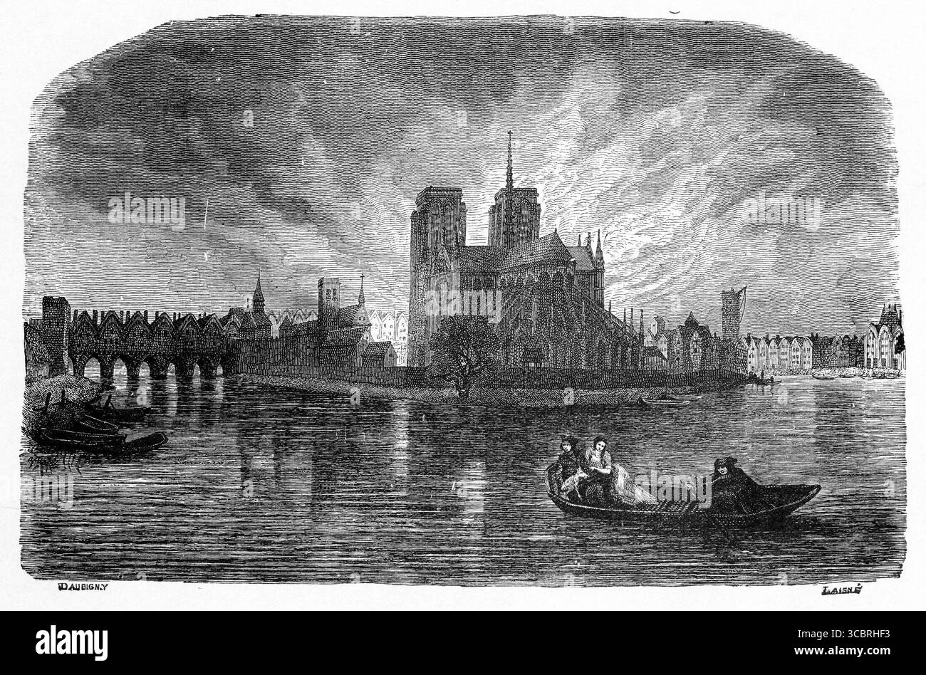 Illustration tirée d'une première édition française du livre de Victor Hugo le bossage de notre Dame, Banque D'Images