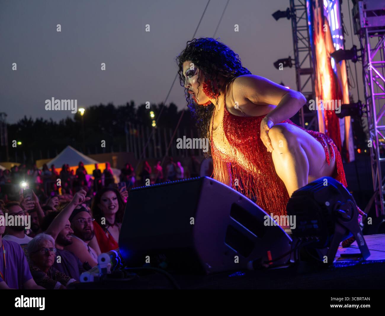 Morphine Love Dion se produit au Drag show du Festival fierté de Montréal, Montréal, Québec, Canada Banque D'Images