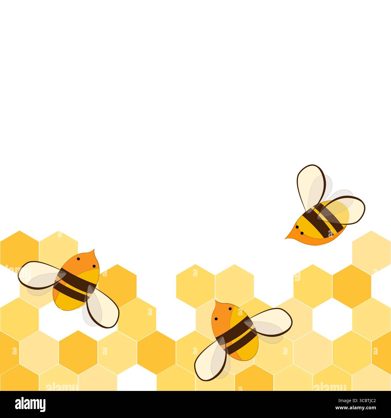 Motif de bordure sans couture avec nid d'abeilles et abeilles de miel. Conception de cadre d'apiculture mignon isolé sur fond blanc. Illustration vectorielle Illustration de Vecteur