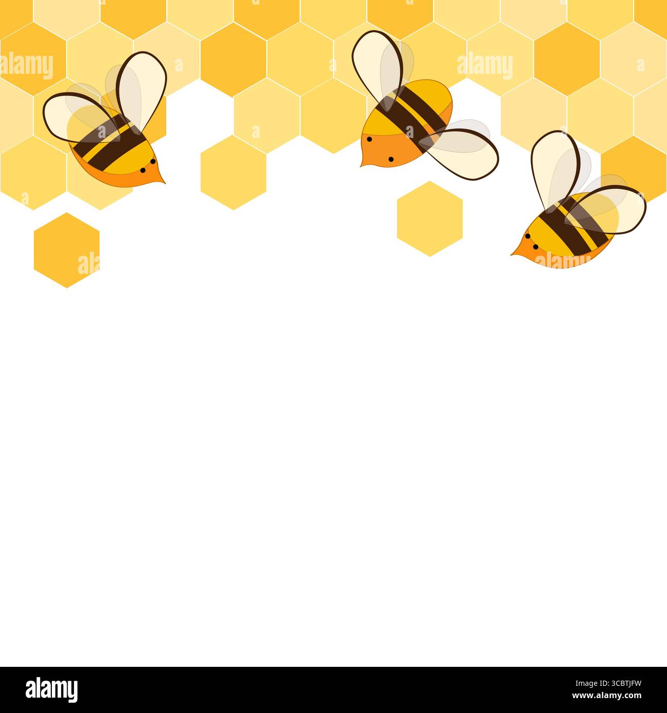 Motif de bordure sans couture avec nid d'abeilles et abeilles de miel. Conception de cadre d'apiculture mignon isolé sur fond blanc. Illustration vectorielle Illustration de Vecteur