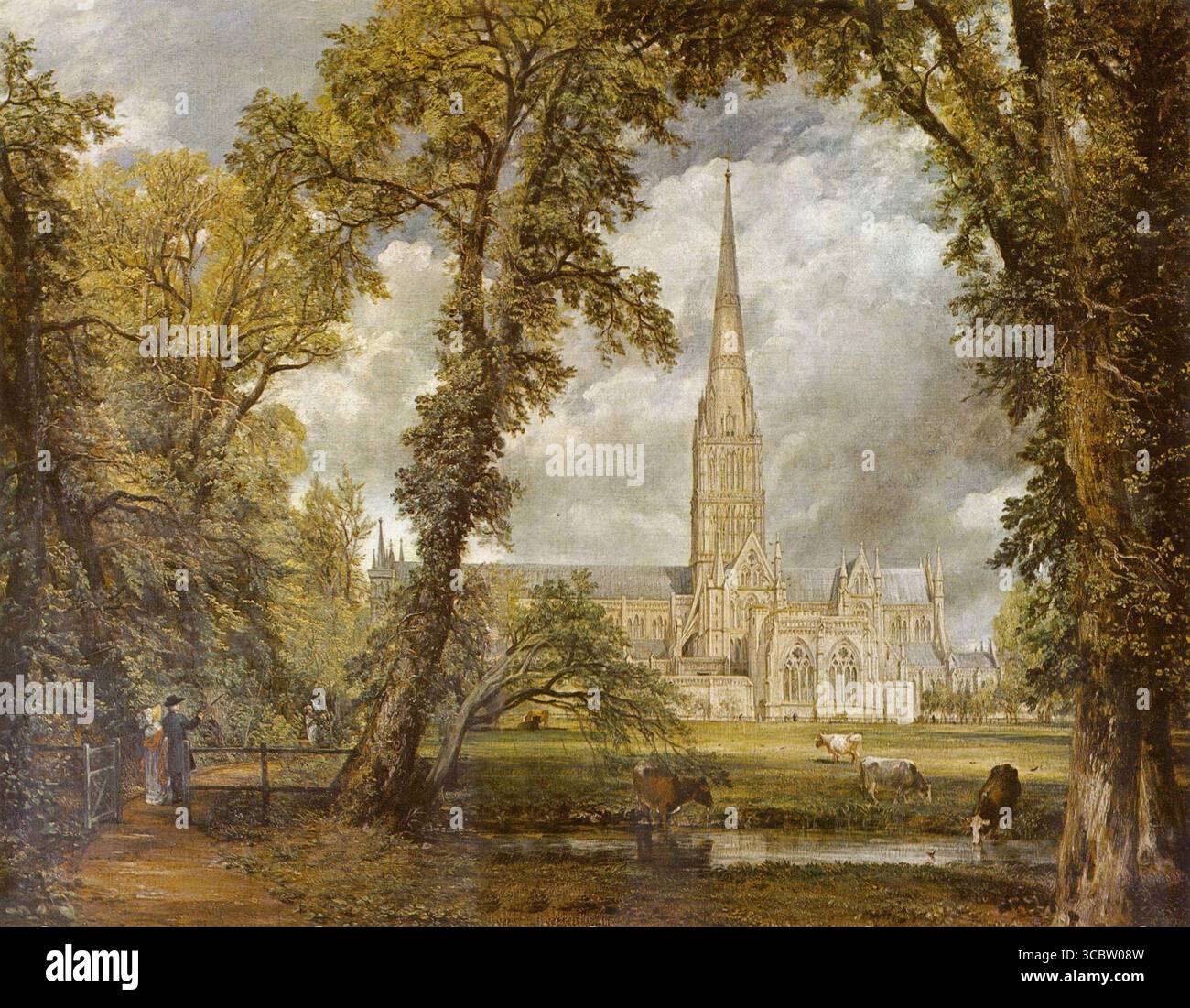 La cathédrale de Salisbury est une peinture paysagère de 1823 du peintre paysagiste anglais John Constable (1776-1837). Cette image de la cathédrale de Salisbury, l'une des églises médiévales les plus célèbres d'Angleterre, est l'une de ses œuvres les plus célèbres, et a été commandée par l'un de ses amis les plus proches, John Fisher, l'évêque de Salisbury - Victoria & Albert Museum, Londres Banque D'Images