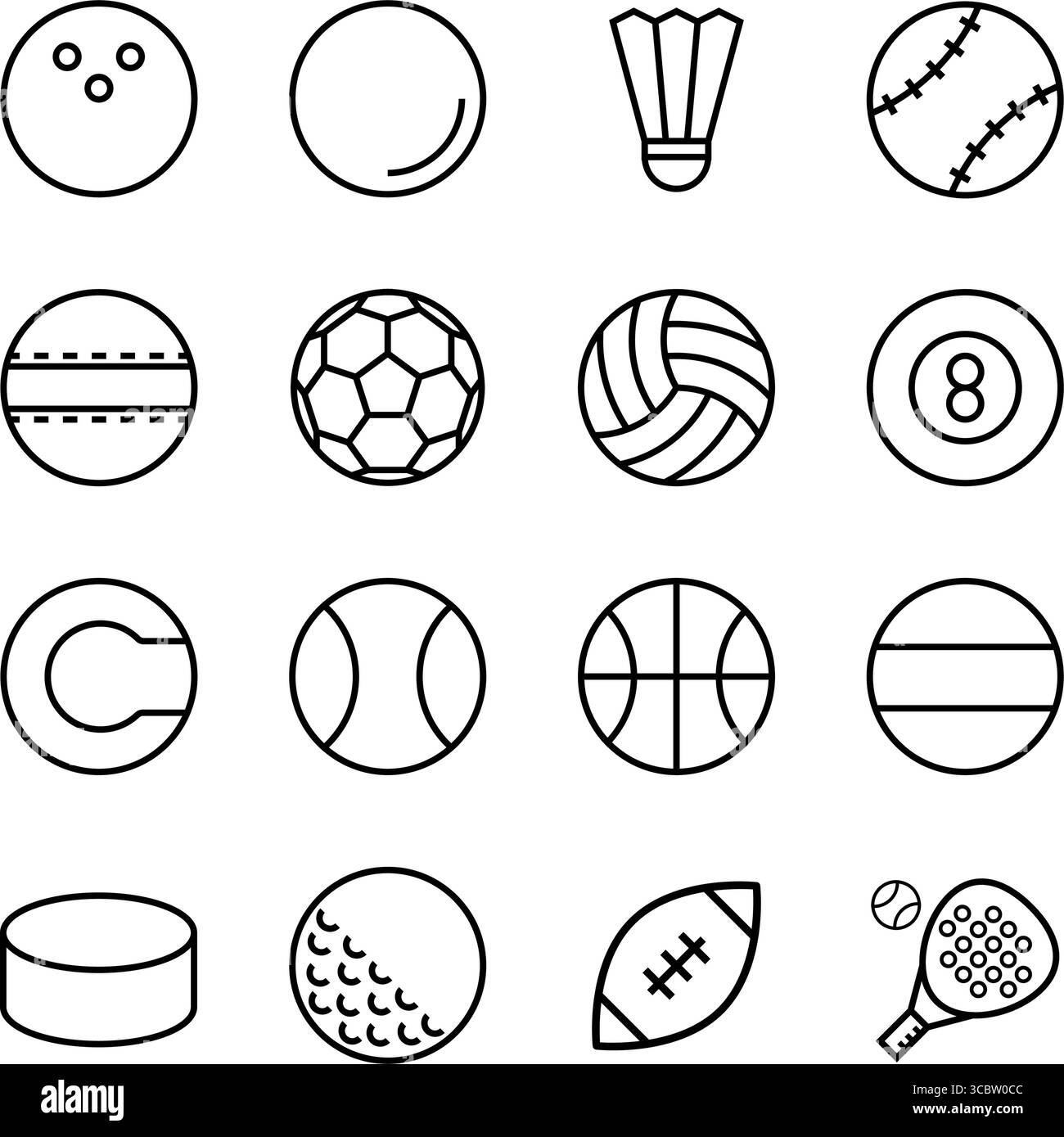 Icône ballon de sport. Icône de ligne de balle de sport définie. Elément de conception Illustration de Vecteur