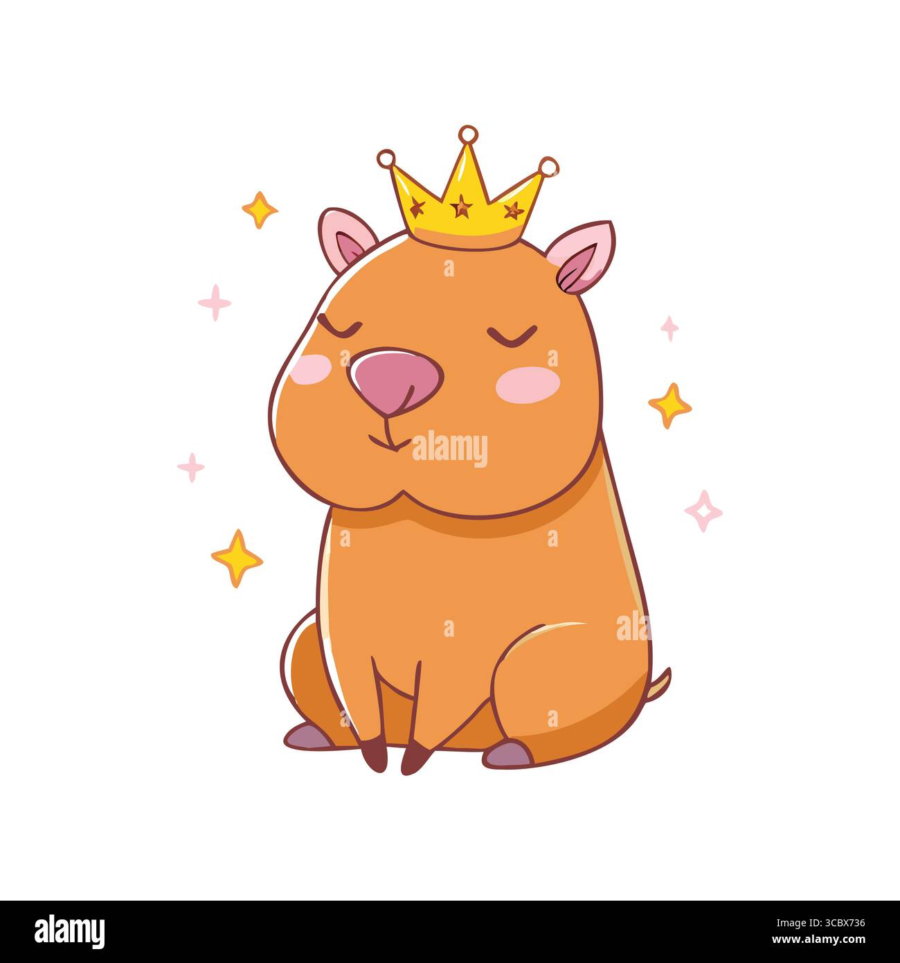 Regal Capybara portant une couronne avec des étincelles Illustration de Vecteur