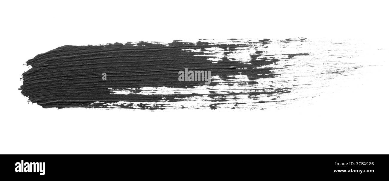 Trait de pinceau noir isolé sur fond blanc. Contour abstrait d'encre. Coup de pinceau aquarelle. Maquette de conception. Banque D'Images