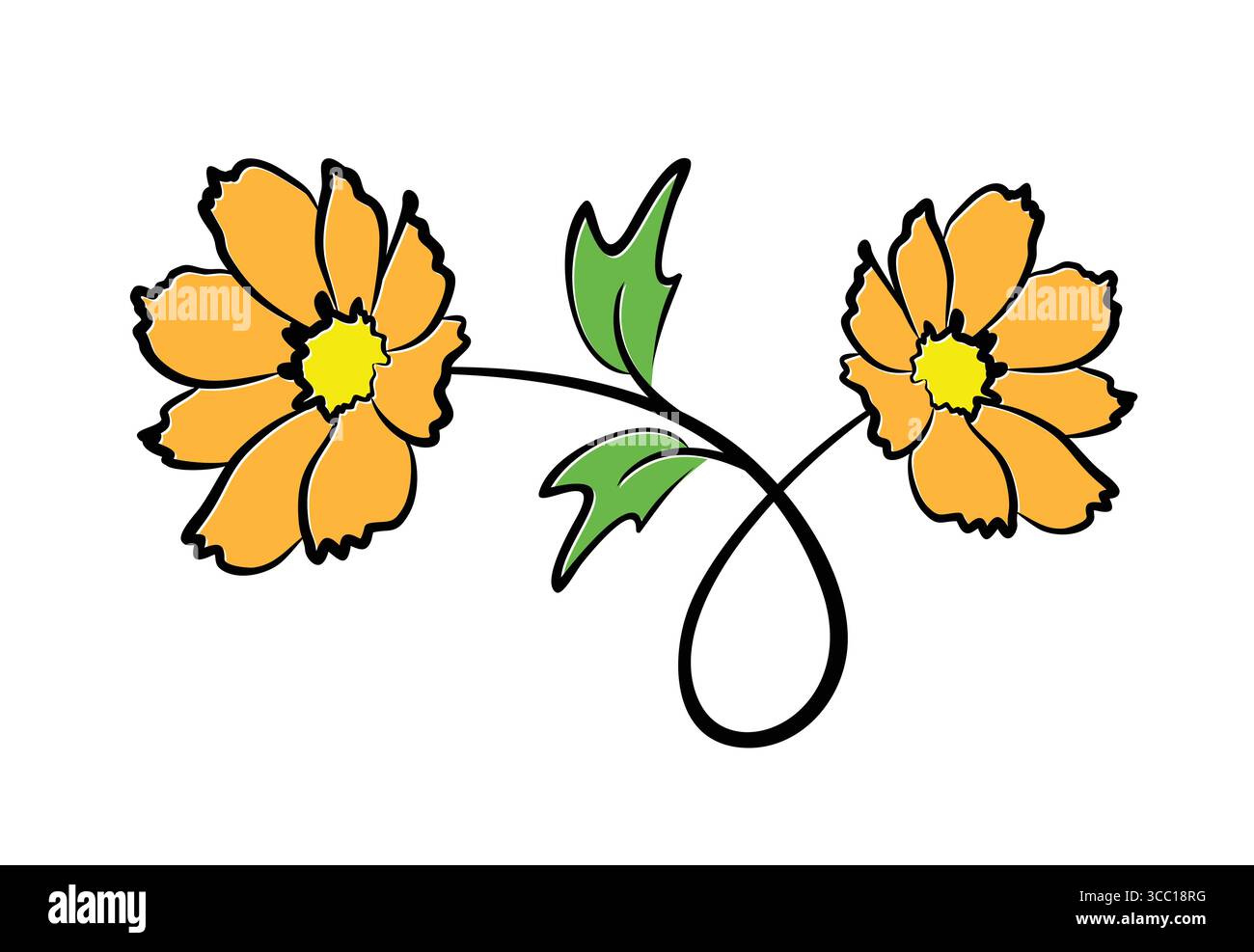 Le symbole de fleur de jardin stylisé jaune. Illustration de Vecteur