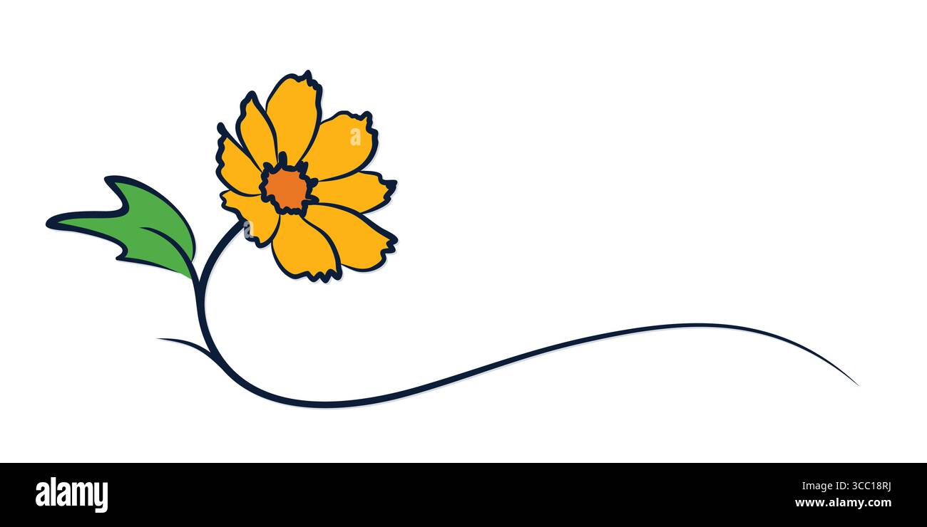 Le symbole de fleur de jardin stylisé jaune. Illustration de Vecteur