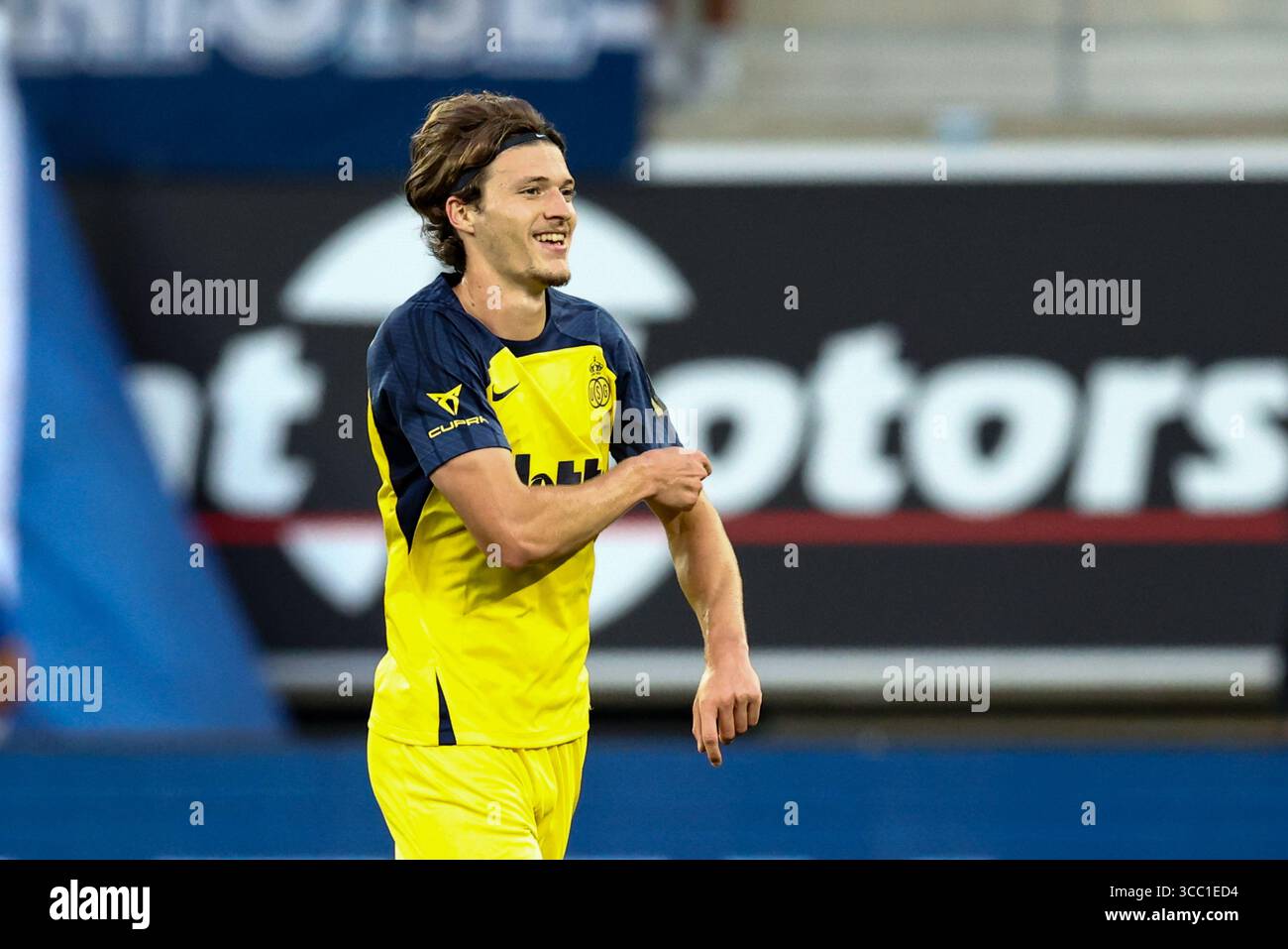 Gand, Belgique. 09 août 2025. Fedde Leysen de l'Union célèbre après avoir marqué lors d'un match de football entre KAA Gent et Royale Union Saint-Gilloise, samedi 09 août 2025 à Gent, le jour 3 de la première division 'Jupiler Pro League' 2025-2026 du championnat belge. BELGA PHOTO BRUNO FAHY crédit : Belga News Agency/Alamy Live News Banque D'Images