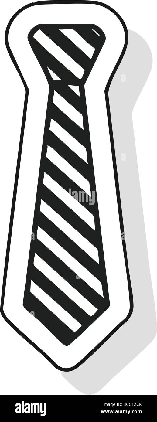Illustration de cravate à rayures professionnelle. Cet élégant graphique noir et blanc représente un accessoire de cou classique. Ses lignes épurées symbolisent les affaires, s Illustration de Vecteur