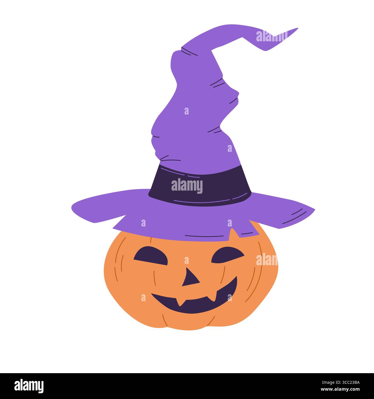 Lanterne de citrouille d'Halloween avec illustration vectorielle de chapeau de sorcière. Illustration de Vecteur