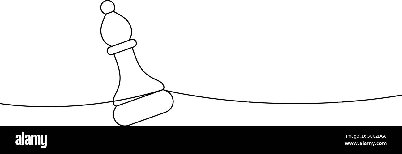 dessin au trait minimaliste d'un pion d'échecs appuyé sur une seule ligne, dessin simple de contour noir pour la stratégie et la concentration Illustration de Vecteur