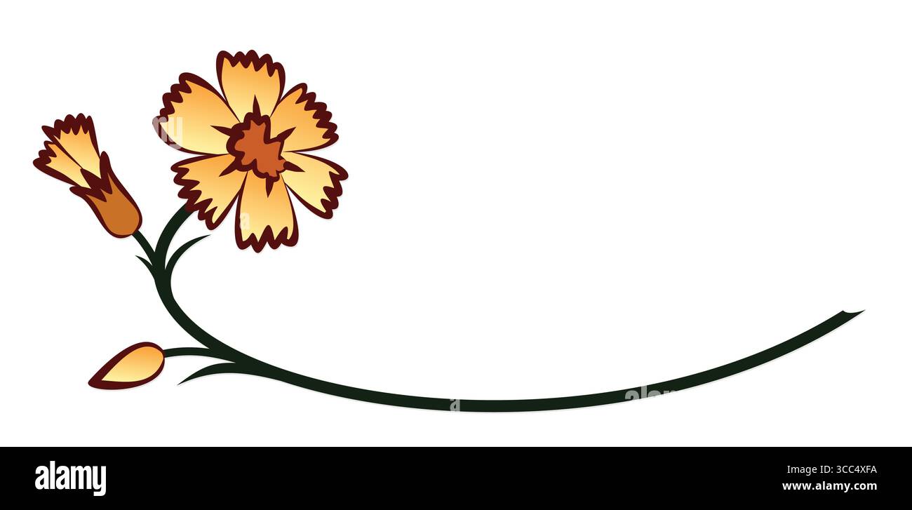 Le symbole de fleur de jardin stylisé jaune. Illustration de Vecteur