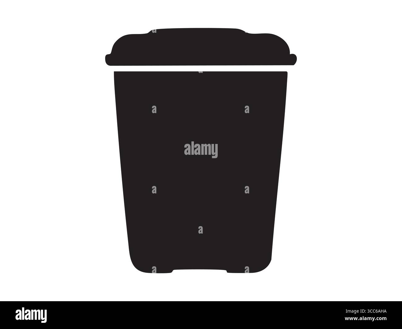 Silhouette noire de panier à linge isolé sur fond blanc. Concept de conteneur ménager, stockage de vêtements, accessoire de buanderie, organiz à la maison Illustration de Vecteur