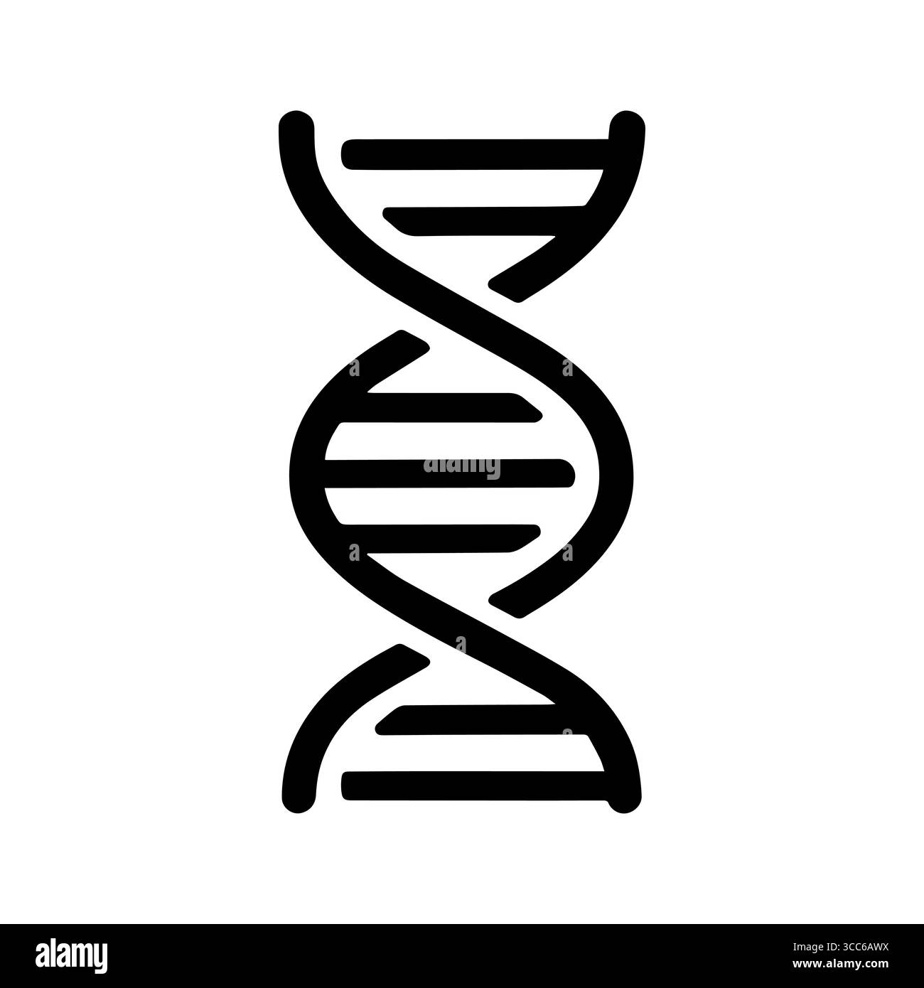 Icône ADN. Illustration de la ligne isolée de la double hélice d'ADN, représentant la génétique, la biologie moléculaire et la recherche génétique. Illustration de Vecteur