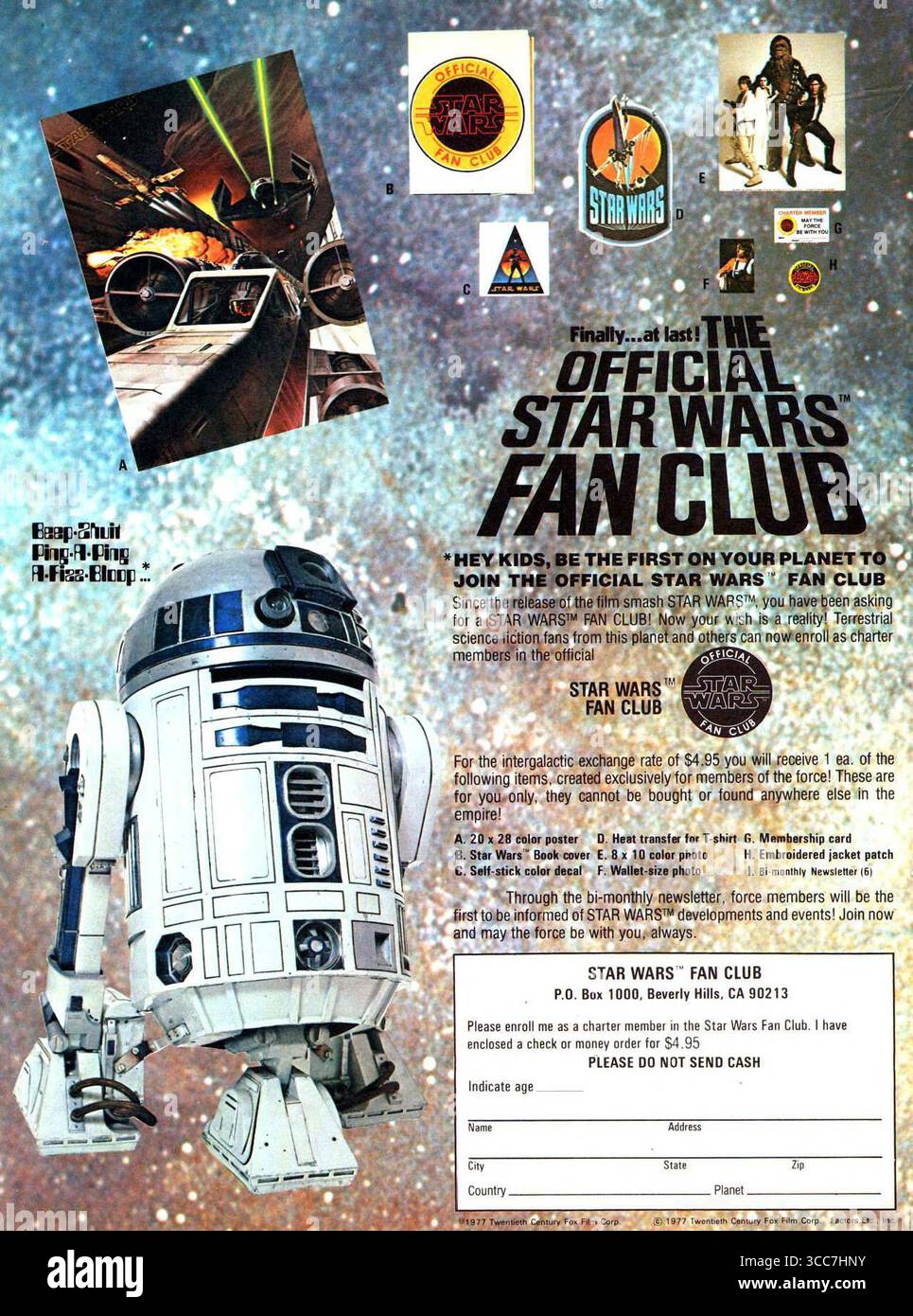 Promo officielle Star Wars Fan Club Beverly Hills California 1978 Banque D'Images