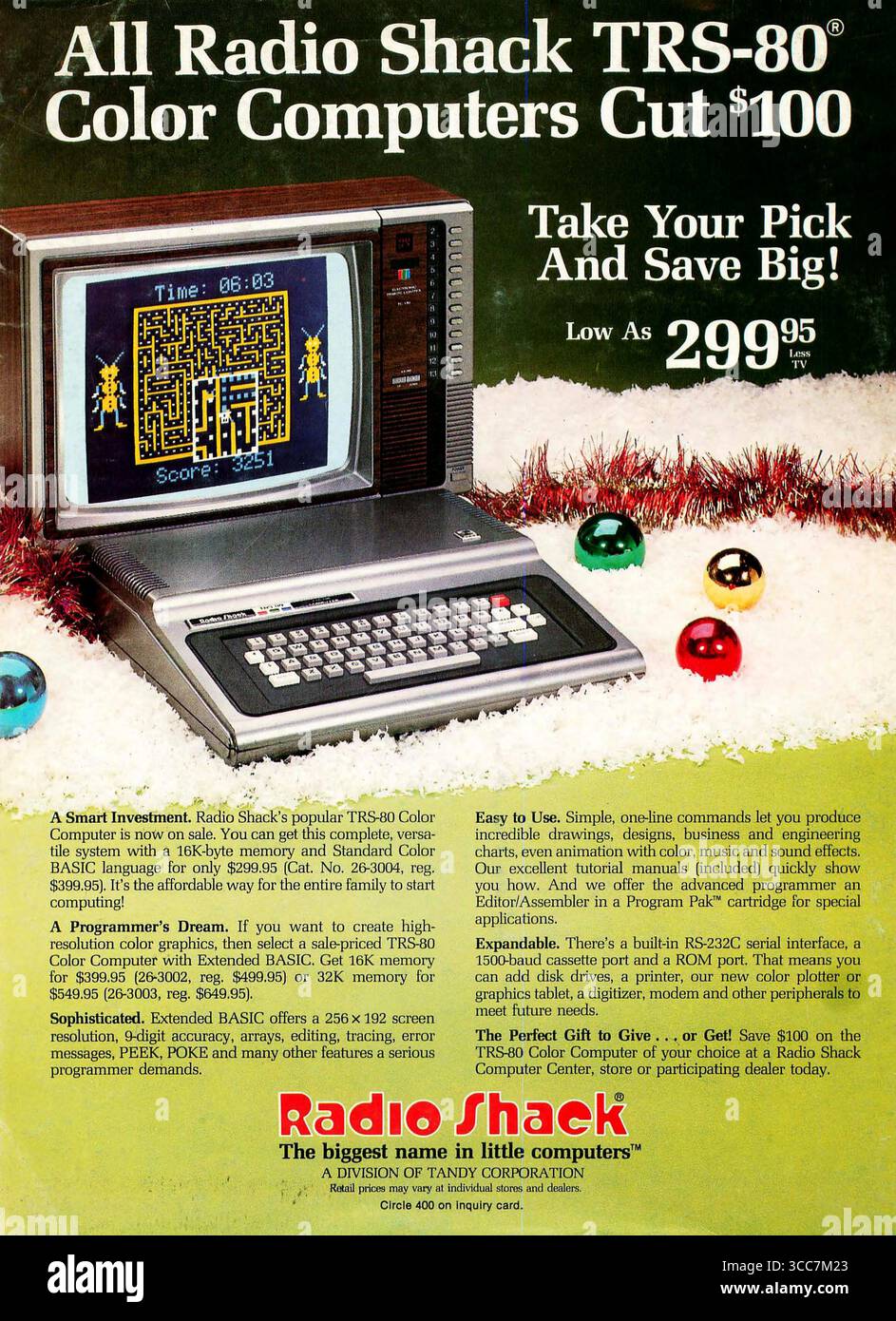 1982 Radio Shack TRS-80 annonce informatique Banque D'Images