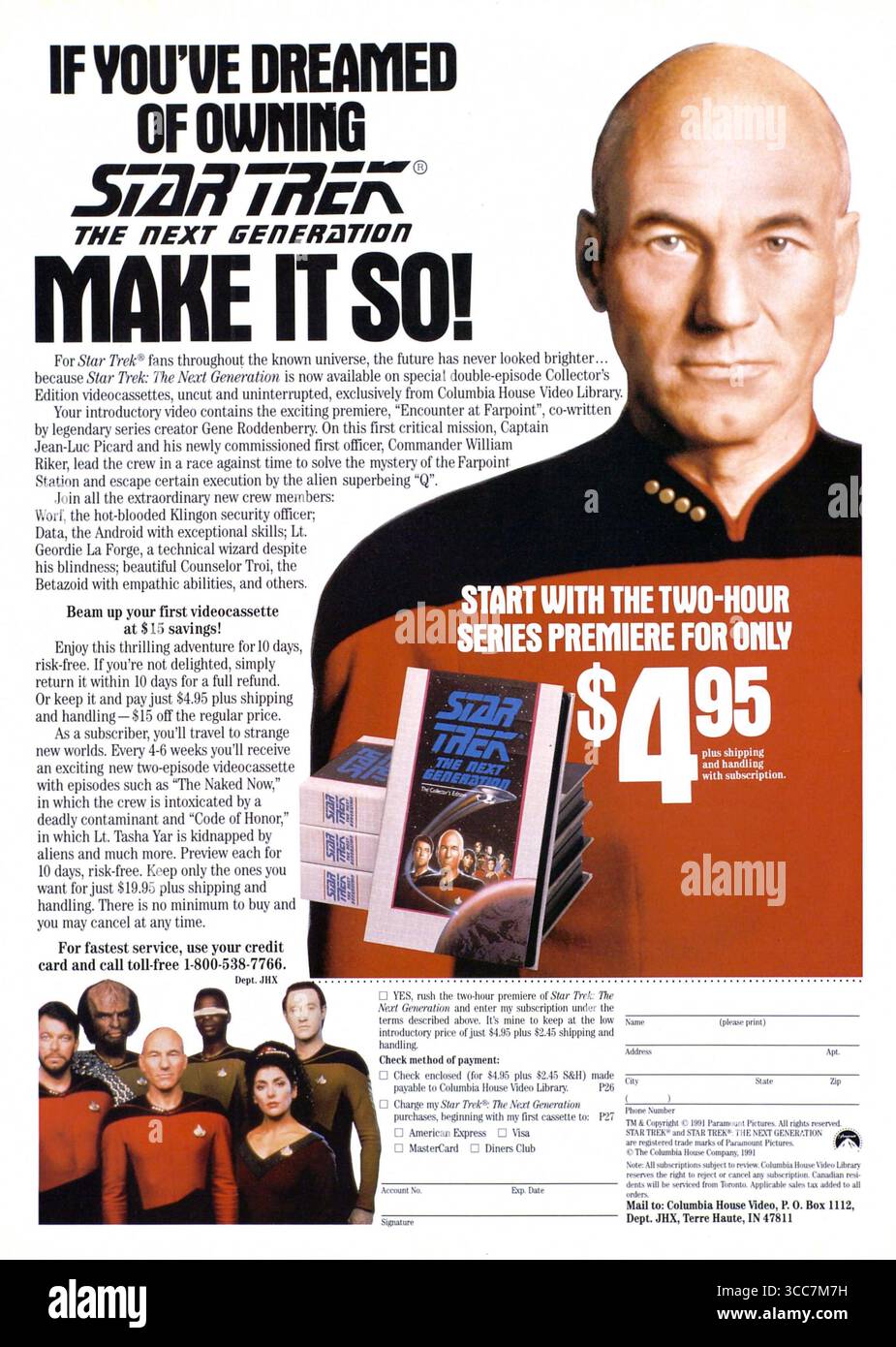 1991 Columbia House Video Star Trek : The Magazine, avec le capitaine Jean-Luc Picard de Star Trek : The Next Generation Banque D'Images