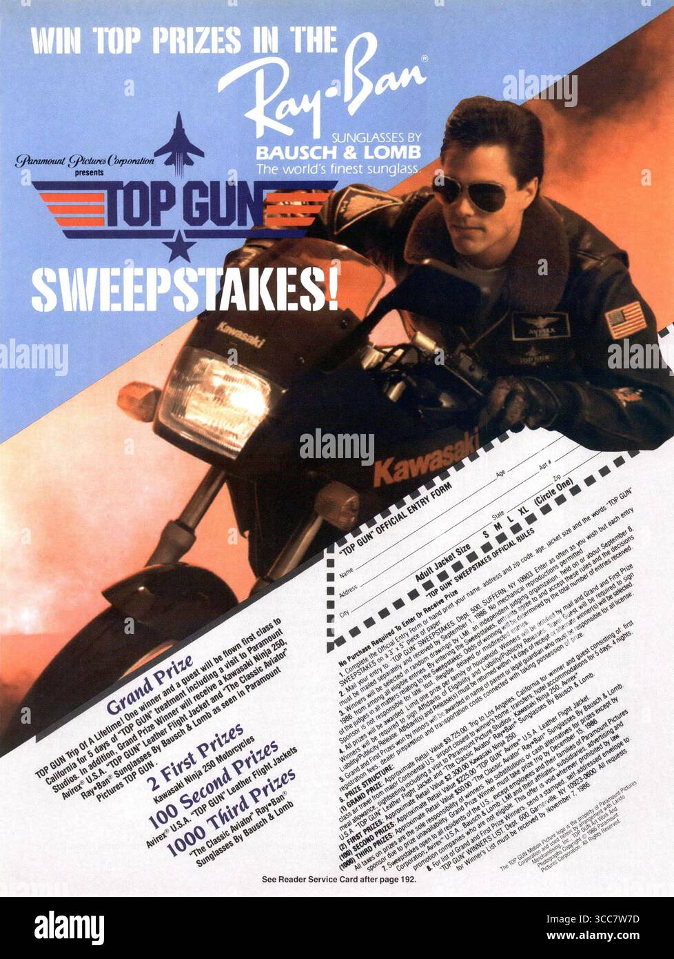 1986 Ray-Ban Sunglasses Top Gun Sweepstakes ad Banque D'Images