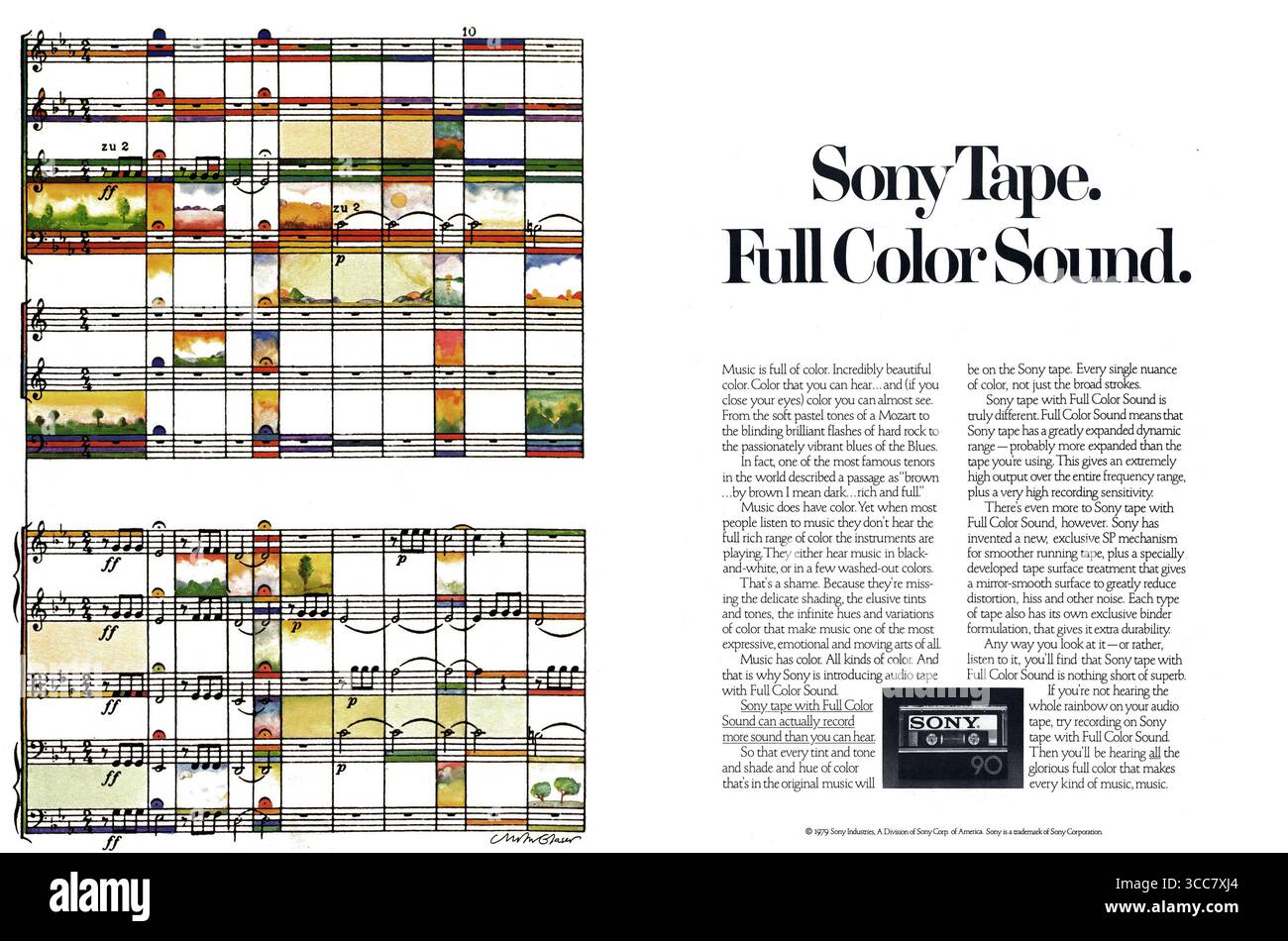 1979 publicité cassette Sony, son couleur Banque D'Images