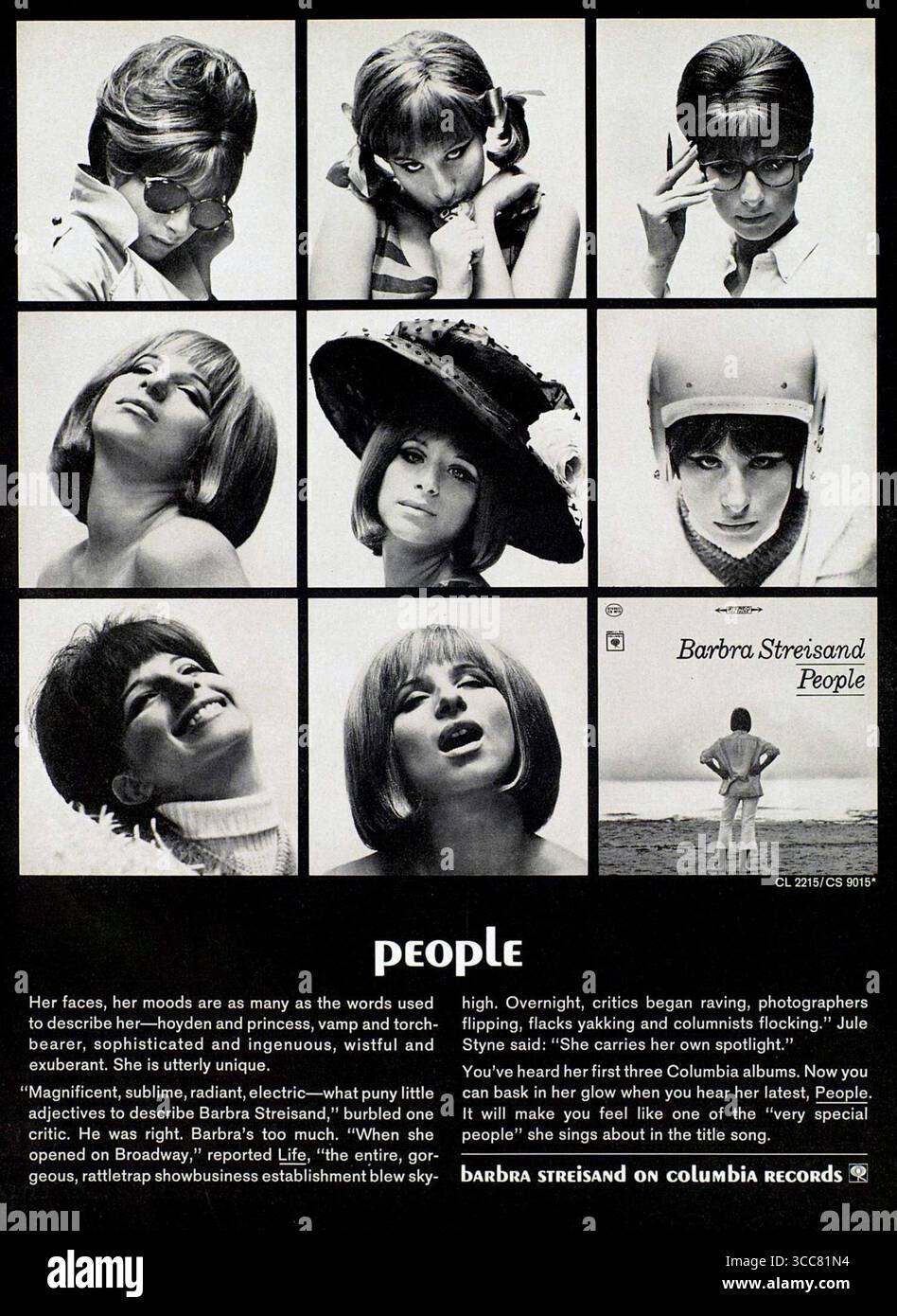 1984 Barbara Streisand, People, sur l'annonce Columbia Records Banque D'Images