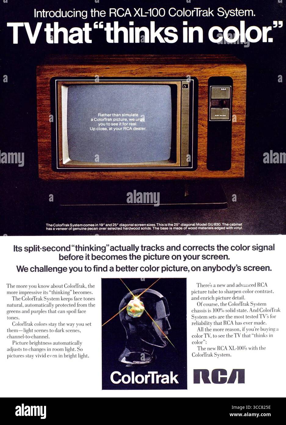 1975 RCA XL-100 ColorTrak System ad, un téléviseur couleur introduit par RCA Banque D'Images