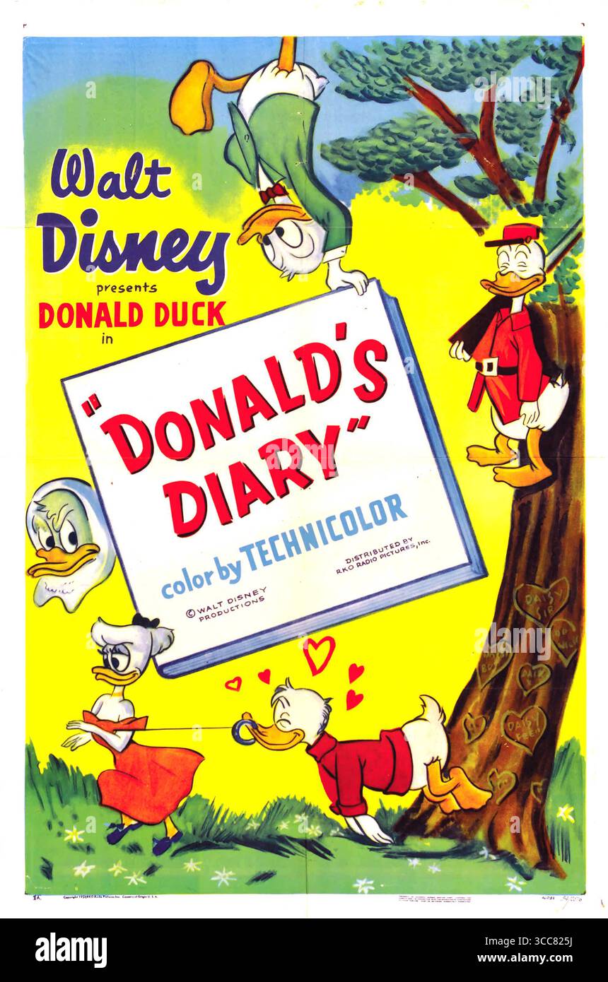 1954 Donald Duck, Donald's Diary, Disney Classic Cartoon Banque D'Images