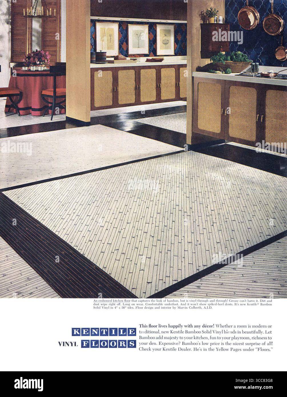 1964 publicité pour planchers en vinyle Kentile Banque D'Images