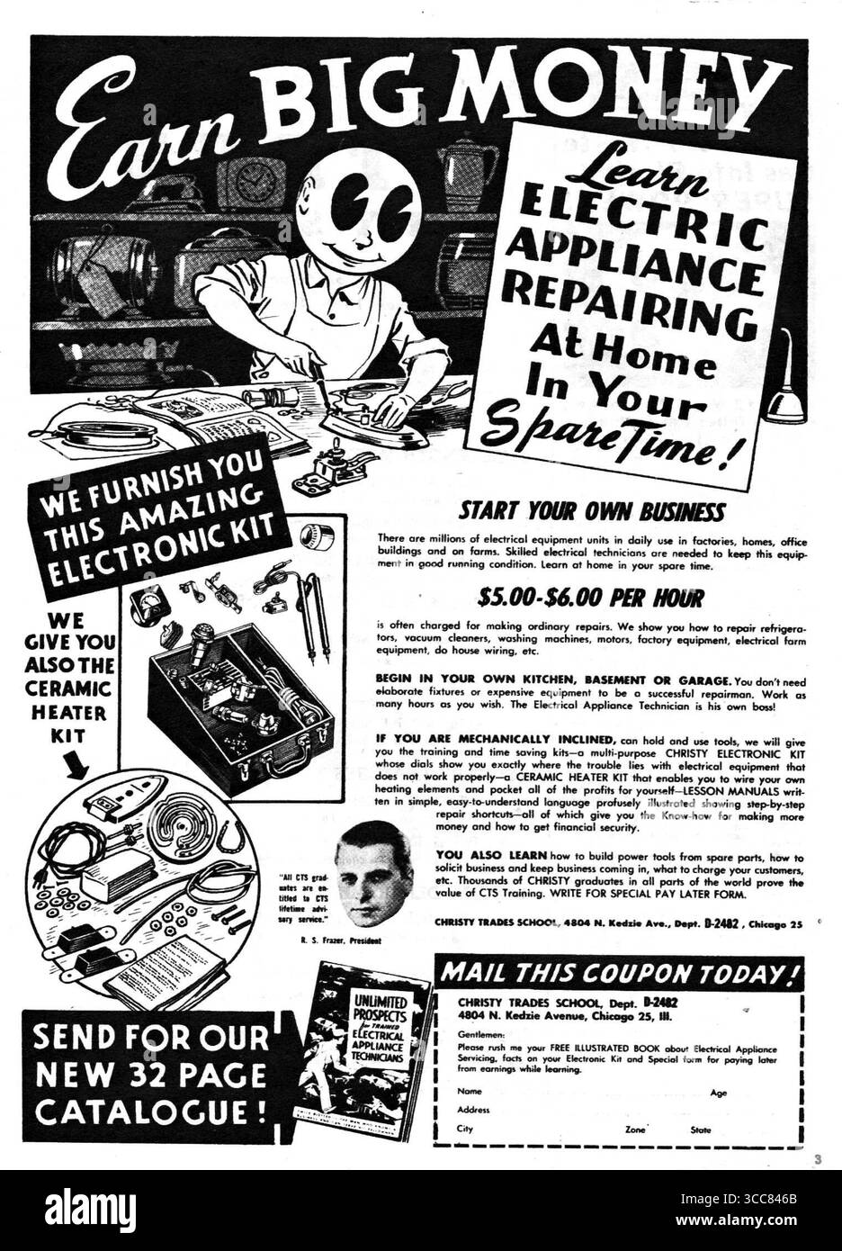 1957 Gagnez du gros argent - Apprenez la réparation d'appareils électriques à la maison ! ad Banque D'Images