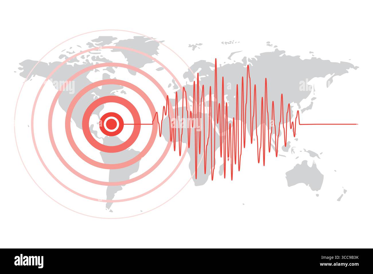 Illustration d'un tremblement de terre montrant l'activité des ondes sismiques. Illustration de Vecteur