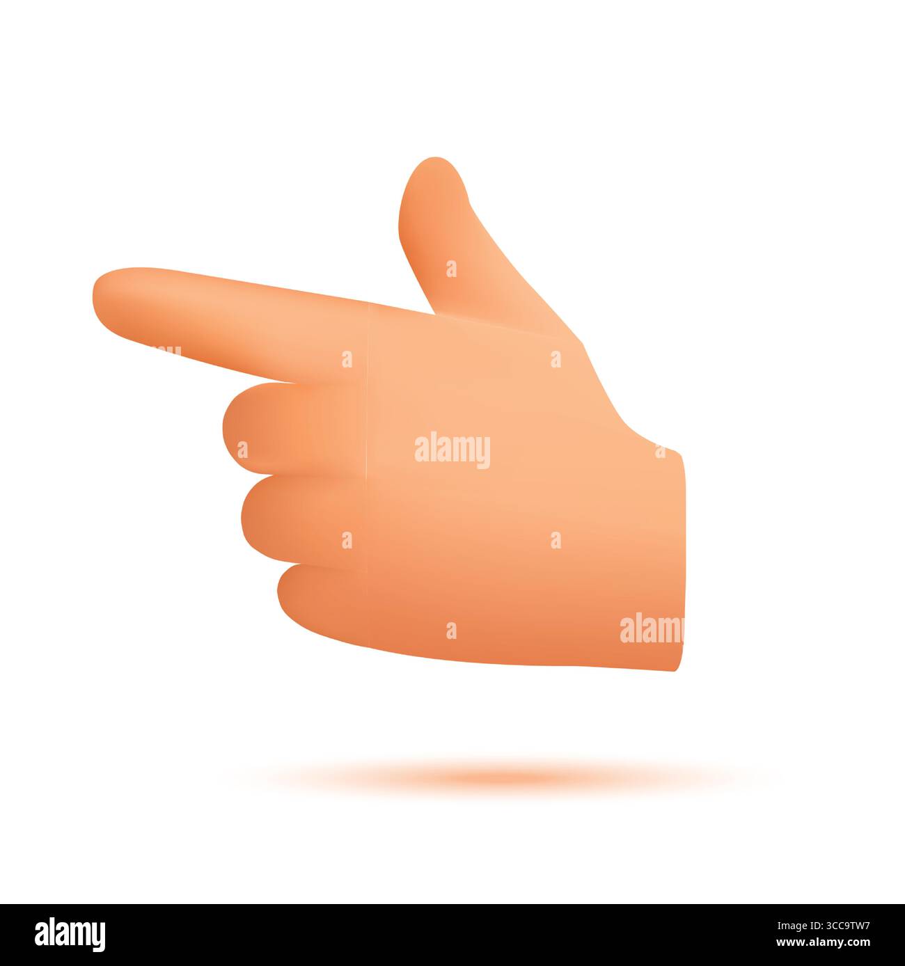 Icône 3D d'une main avec index relevé dans le style de dessin animé. Illustration vectorielle. Main isolée sur fond blanc. Illustration de Vecteur