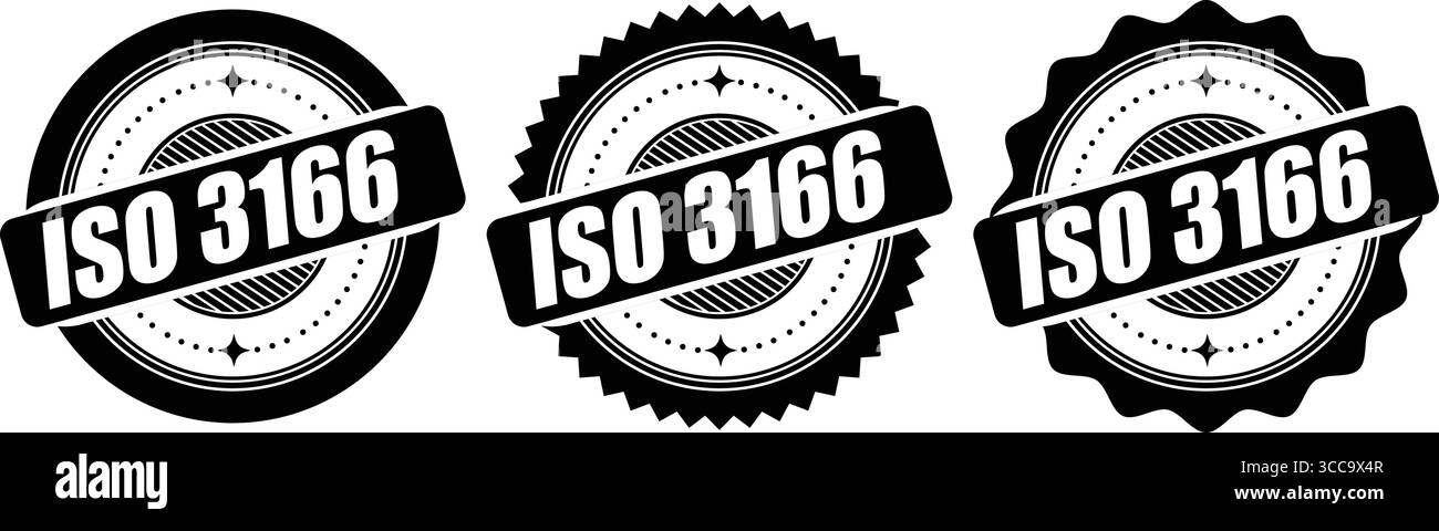 Timbre certifié ISO 3166 – étiquette standard de code de pays et conception vectorielle de timbre Illustration de Vecteur