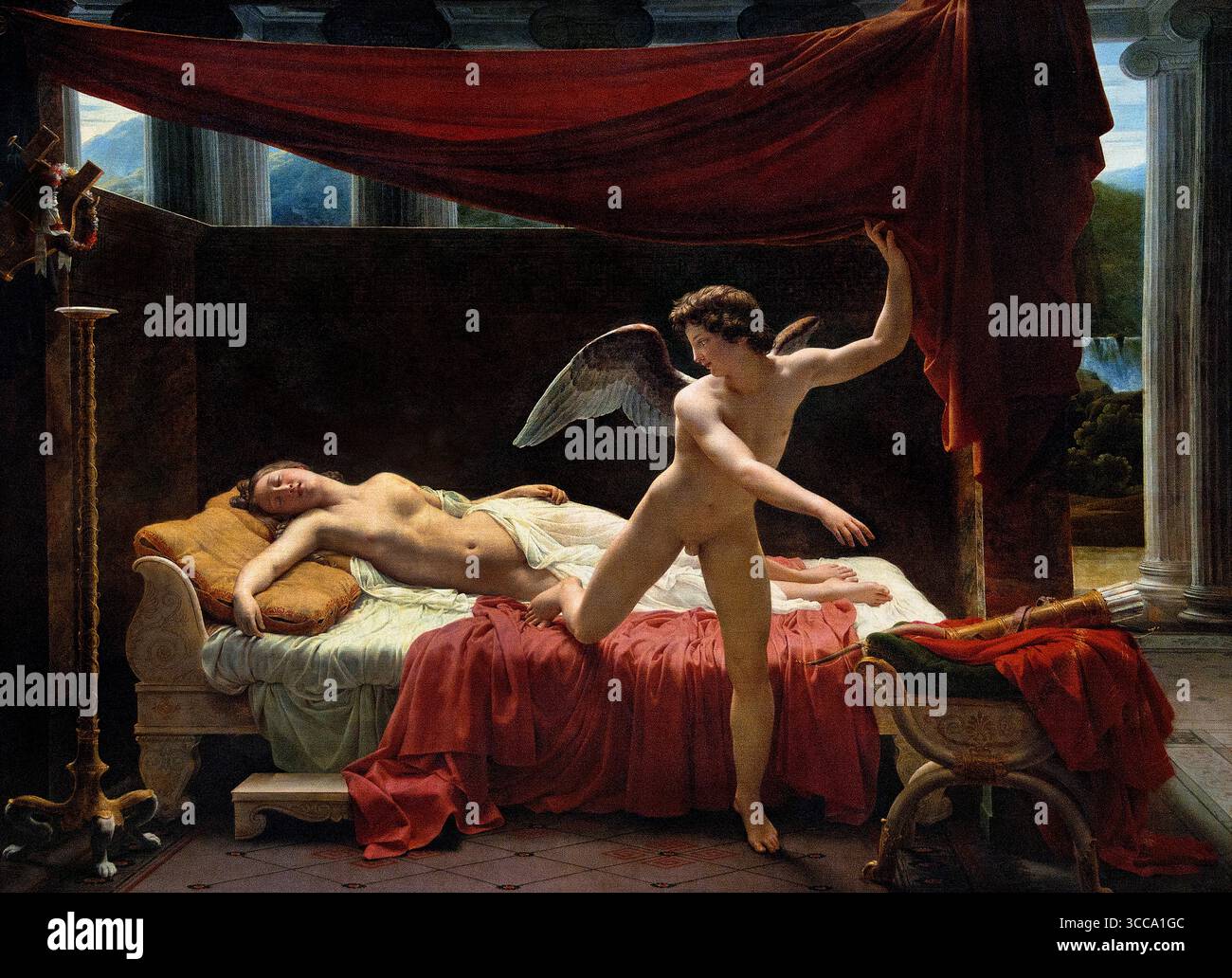 Cupidon L'amour et Psyché - Cupidon et Psyché 1817 François Edouard Picot France Français , Louvre Paris, Musée des Beaux-Arts, France, ( L'histoire parle de Psyché, une belle princesse qui est si belle que les gens l'adorent, ce qui rend jalouse la déesse Vénus (la déesse de l'amour). Vénus envoie son fils, Cupidon (Eros), pour faire tomber Psyché amoureux d'un monstre laid. Cependant, Cupidon lui-même tombe amoureux de Psyché et l'emmène dans son palais. Il lui interdit de le voir, mais la curiosité prend le dessus sur Psyché, et quand elle le voit la nuit, elle provoque sa colère.) Musée Louvre Paris Banque D'Images